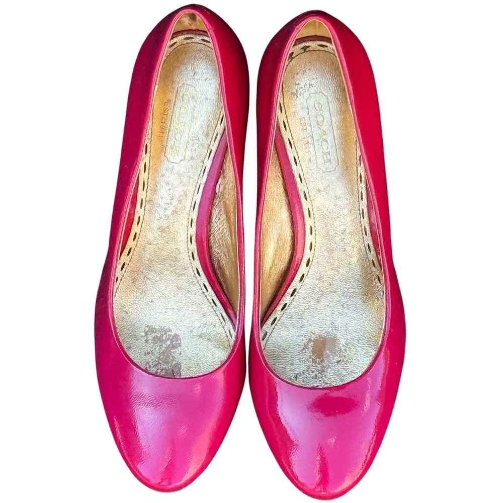 Coach Est 1941 Patent Leather Pumps Round Toe Stacked Wood Heel Heels 6